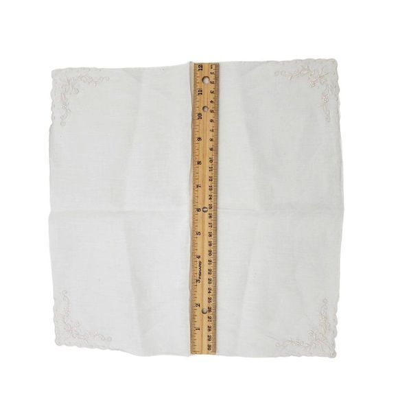 Vintage Embroidered White Handkerchief Bridal Floral Cotton Linen Stitched - Picture 4 of 5